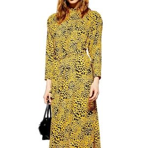 Topshop Nordstrom yellow and black midi dress